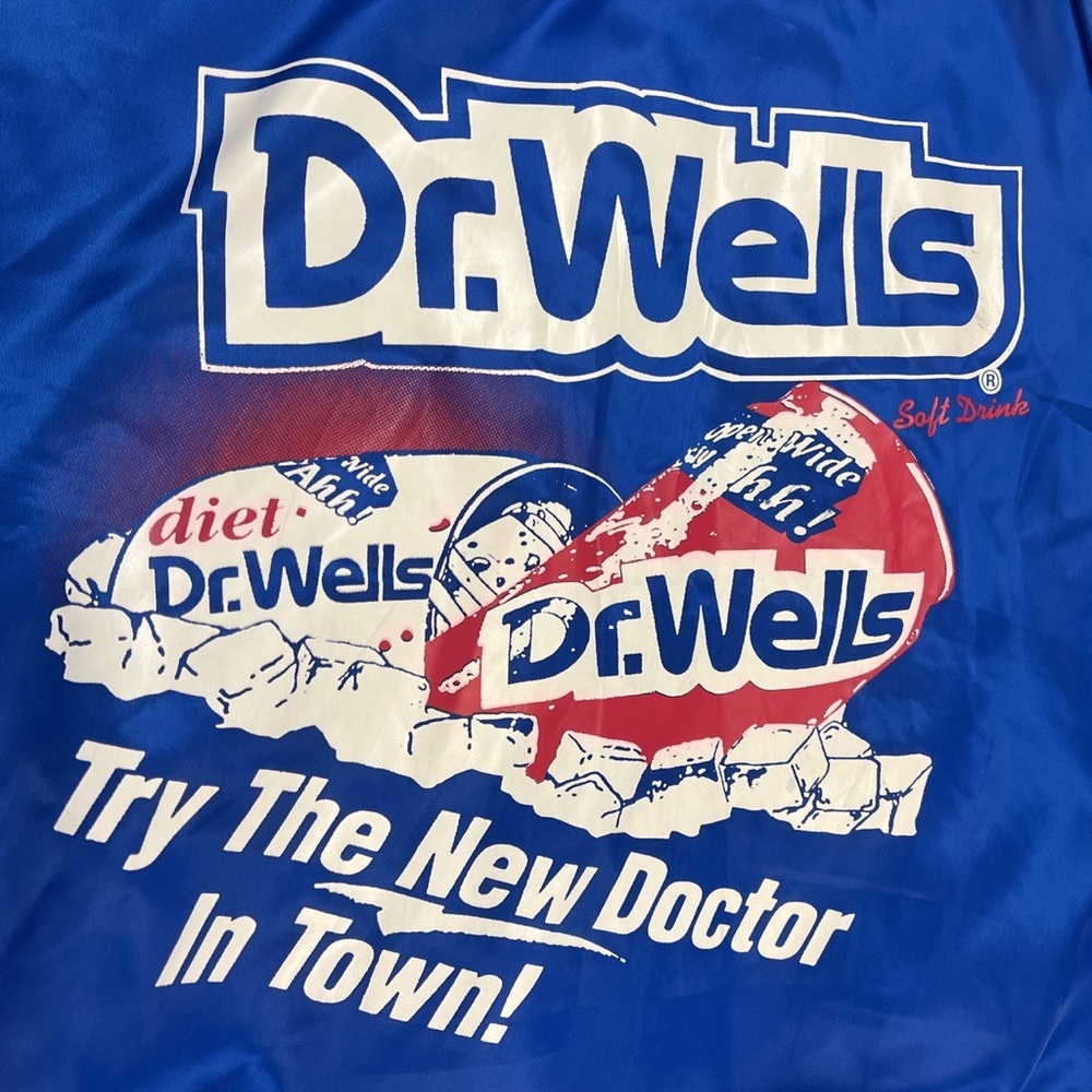 Vintage 80s Dr Wells Soda Pop Soft Drink Satin Jacket MADE IN USA **SUPER RARE**